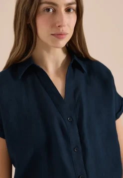 Blouse met hangende schouder in linnen