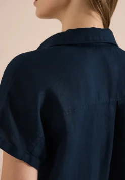 Blouse met hangende schouder in linnen