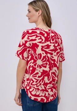 Blouse met korte mouwen en bloemenpatroon