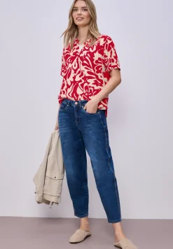 Blouse met korte mouwen en bloemenpatroon