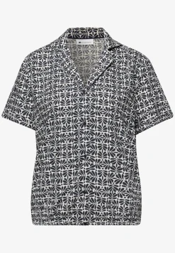 Blouse met korte mouwen en bowlingkraag