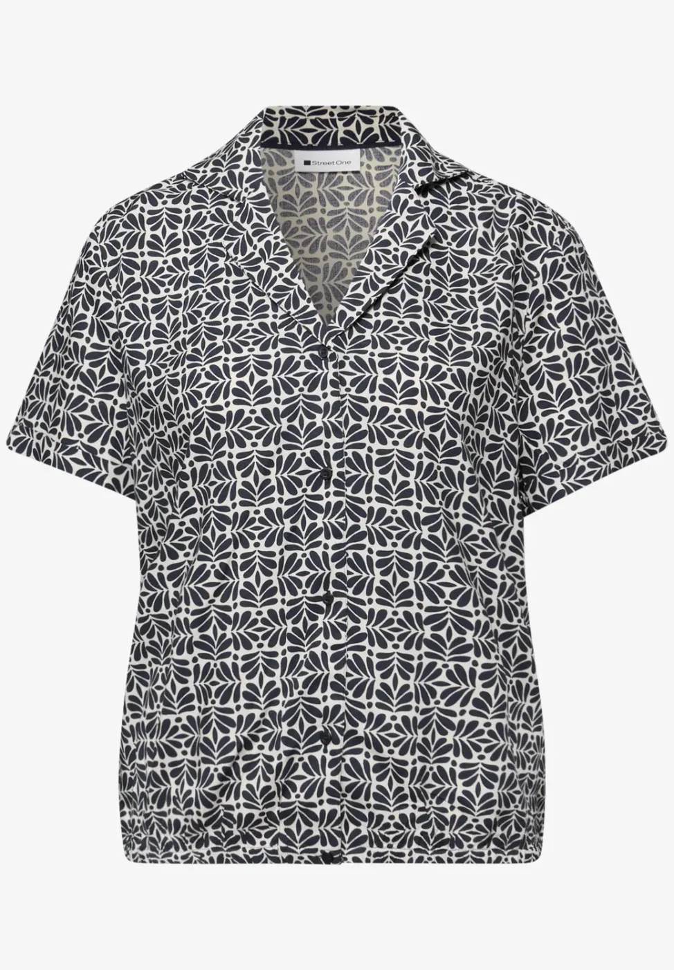 Blouse met korte mouwen en bowlingkraag