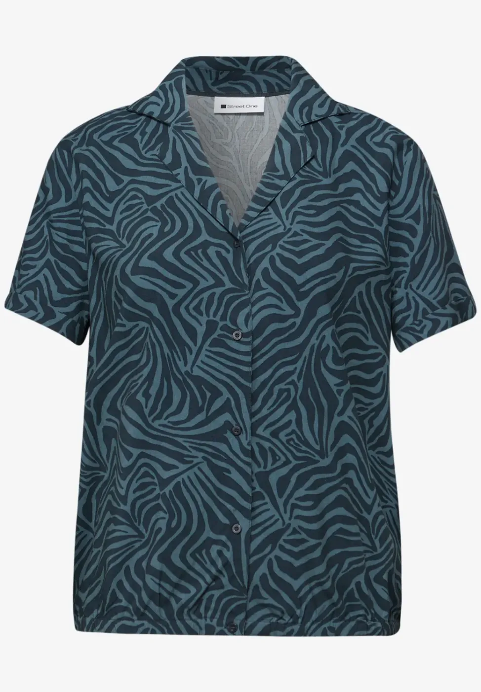 Blouse met korte mouwen en bowlingkraag