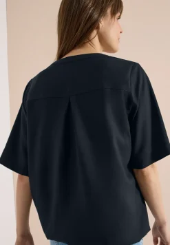 Blouse met korte mouwen en gespleten hals