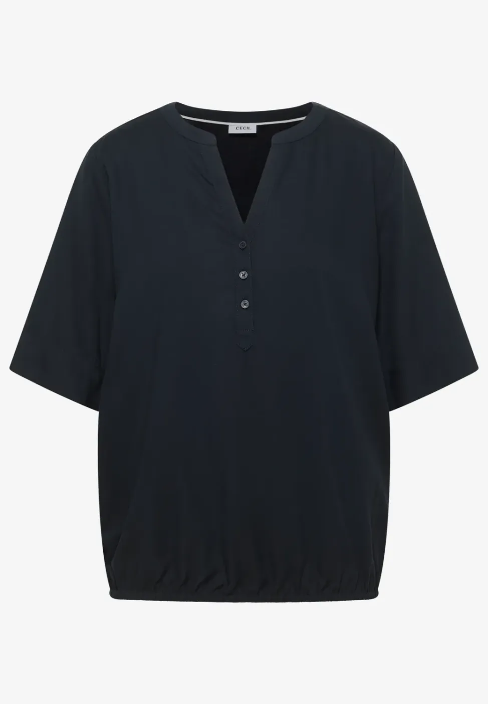 Blouse met korte mouwen en gespleten hals
