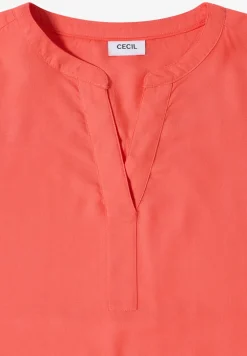 Blouse met korte mouwen en gespleten hals