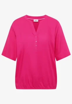 Blouse met korte mouwen en gespleten hals