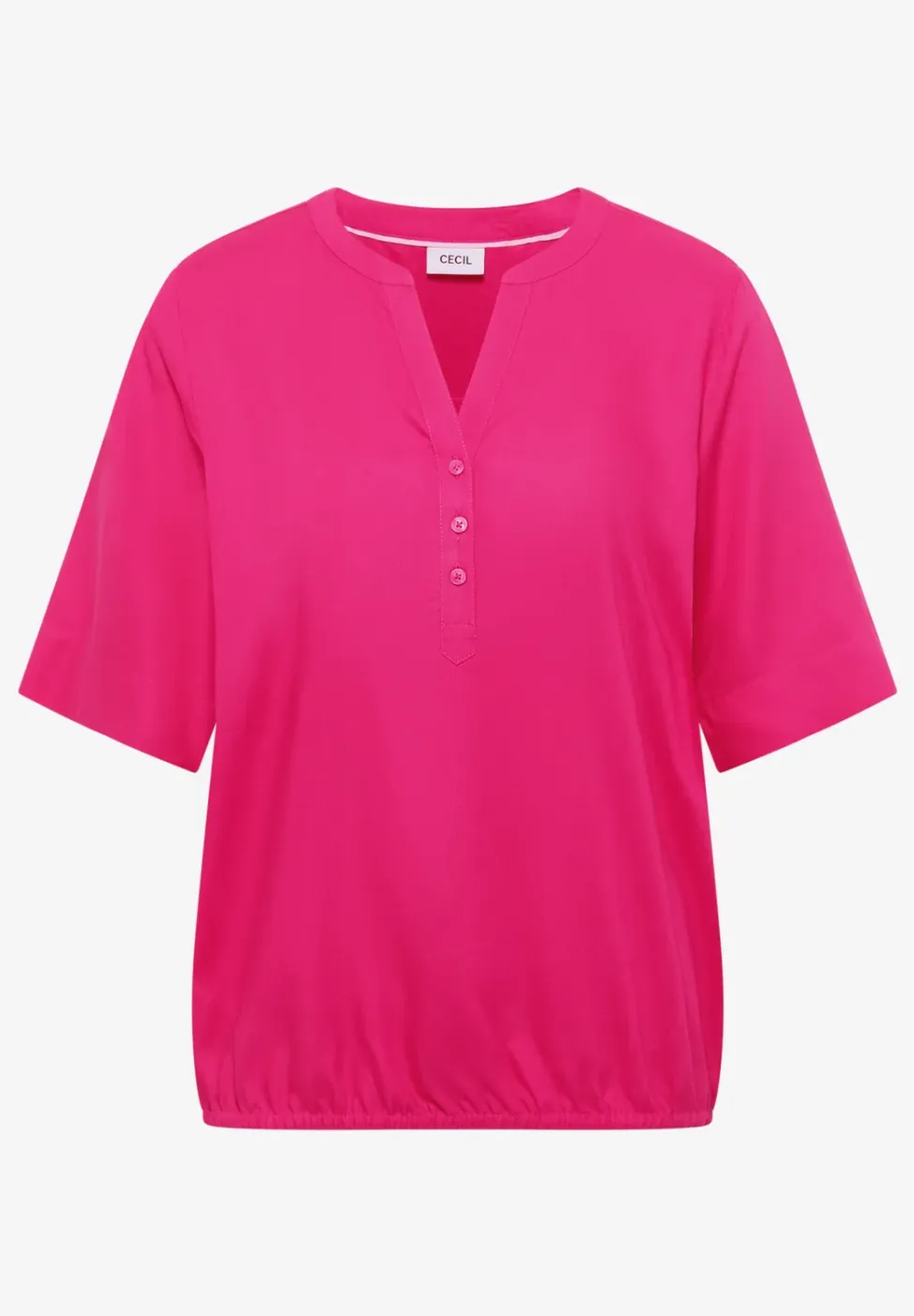 Blouse met korte mouwen en gespleten hals