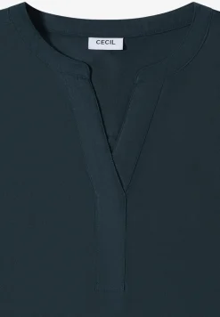 Blouse met korte mouwen en gespleten hals