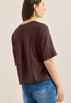 Blouse met korte mouwen en gespleten hals