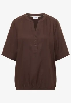 Blouse met korte mouwen en gespleten hals