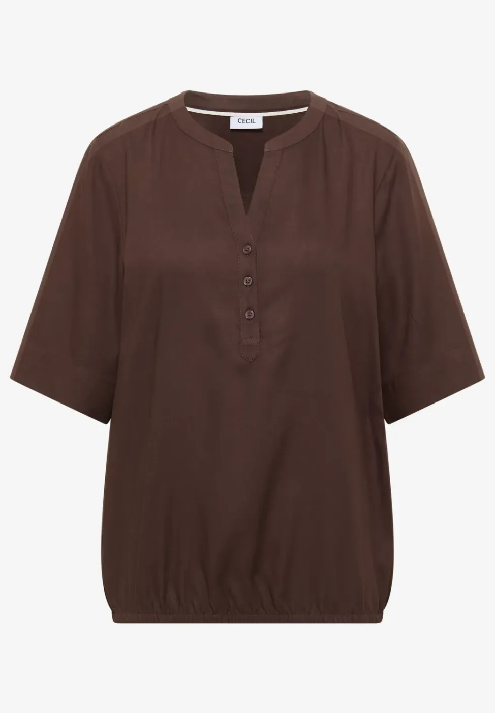 Blouse met korte mouwen en gespleten hals