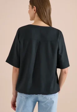 Blouse met korte mouwen en gespleten hals