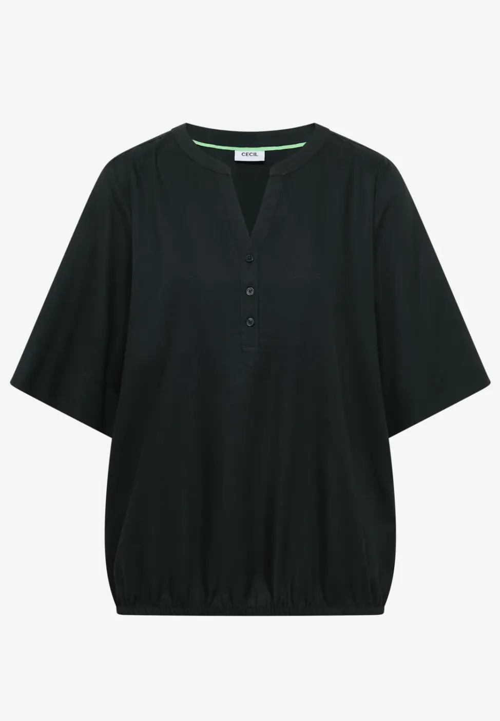 Blouse met korte mouwen en gespleten hals