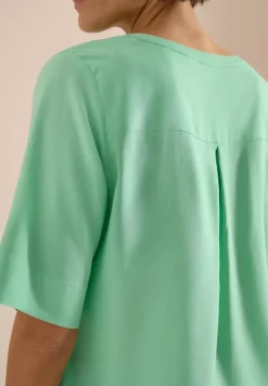 Blouse met korte mouwen en gespleten hals