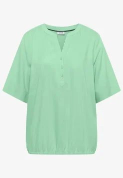 Blouse met korte mouwen en gespleten hals