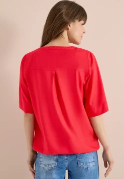 Blouse met korte mouwen en gespleten hals