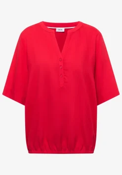 Blouse met korte mouwen en gespleten hals