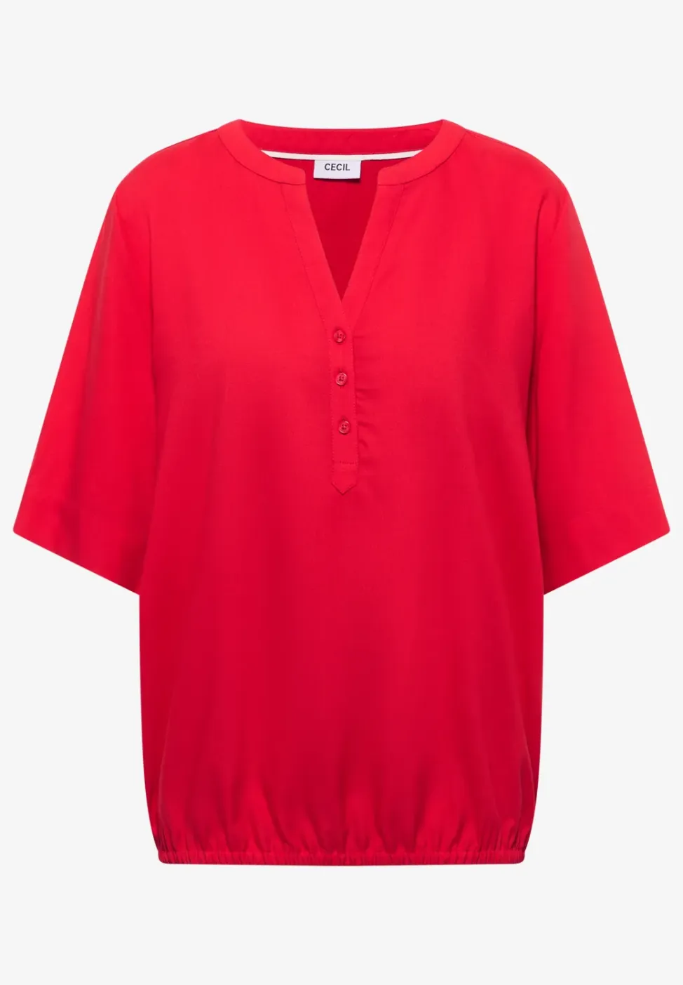 Blouse met korte mouwen en gespleten hals