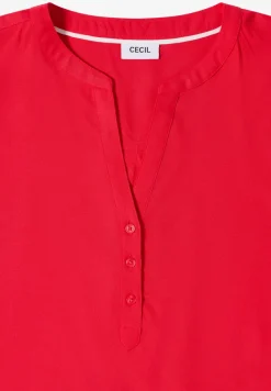Blouse met korte mouwen en gespleten hals