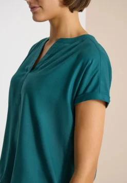 Blouse met korte mouwen en gespleten hals