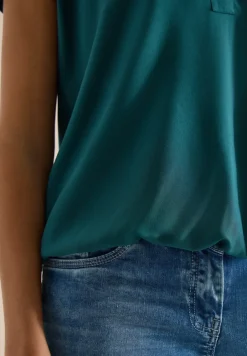 Blouse met korte mouwen en gespleten hals