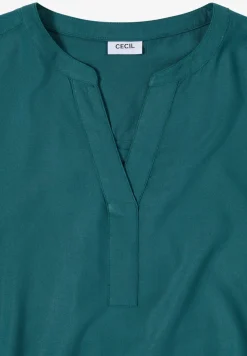 Blouse met korte mouwen en gespleten hals