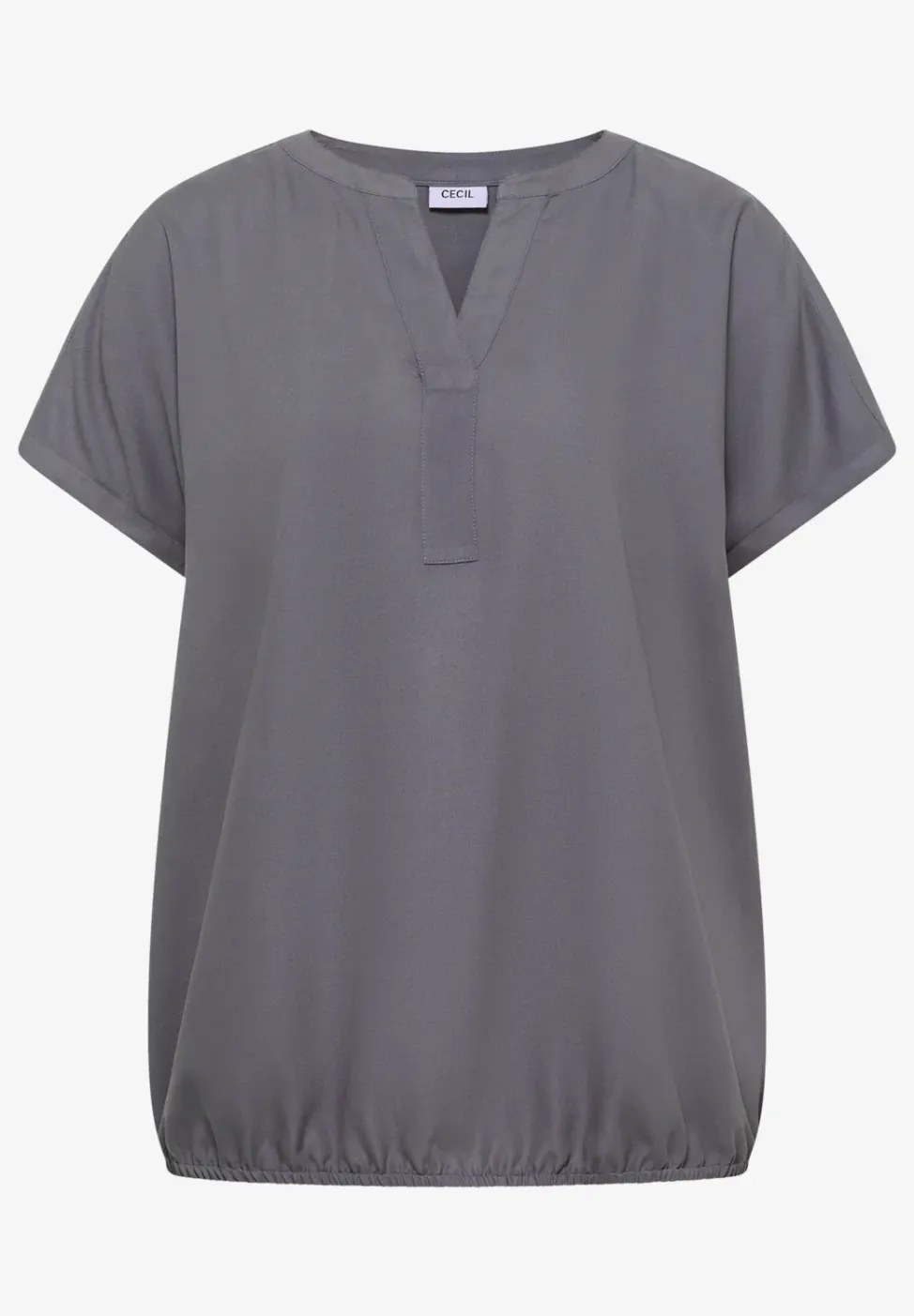 Blouse met korte mouwen en gespleten hals