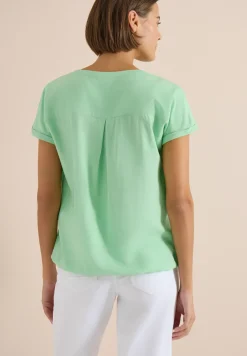 Blouse met korte mouwen en gespleten hals