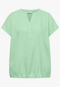 Blouse met korte mouwen en gespleten hals