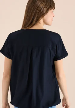 Blouse met korte mouwen en gespleten hals