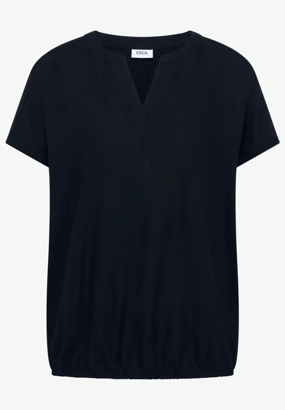Blouse met korte mouwen en gespleten hals
