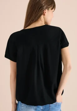 Blouse met korte mouwen en gespleten hals
