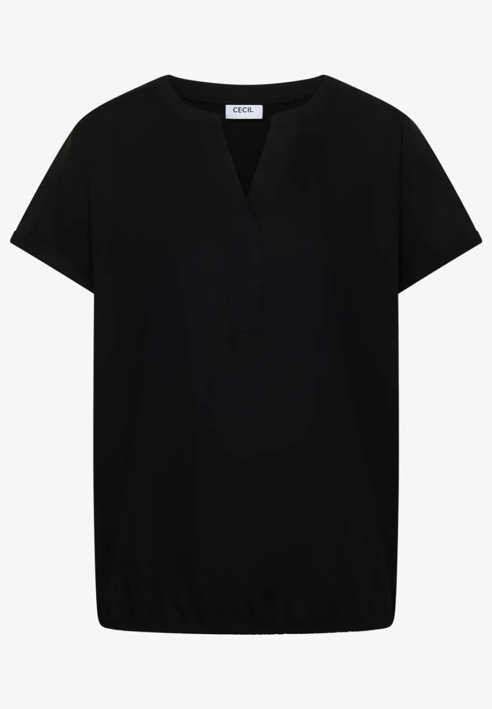 Blouse met korte mouwen en gespleten hals