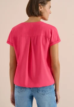 Blouse met korte mouwen en gespleten hals