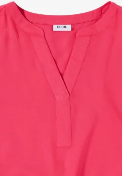 Blouse met korte mouwen en gespleten hals
