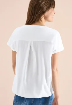 Blouse met korte mouwen en gespleten hals