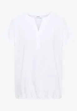 Blouse met korte mouwen en gespleten hals