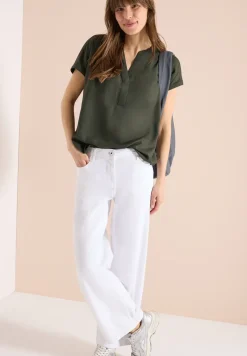 Blouse met korte mouwen en gespleten hals