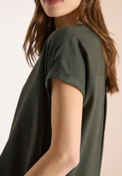 Blouse met korte mouwen en gespleten hals