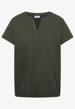 Blouse met korte mouwen en gespleten hals