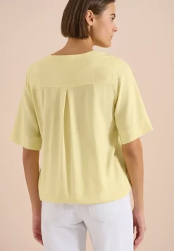 Blouse met korte mouwen en gespleten hals