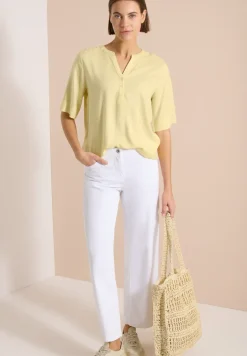 Blouse met korte mouwen en gespleten hals