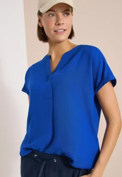 Blouse met korte mouwen en gespleten hals