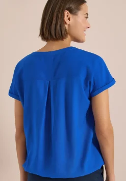 Blouse met korte mouwen en gespleten hals