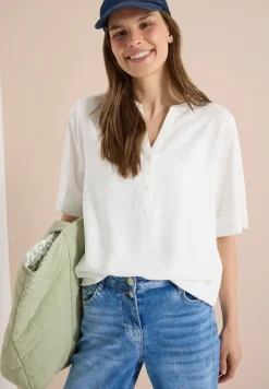 Blouse met korte mouwen en gespleten hals