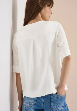 Blouse met korte mouwen en gespleten hals