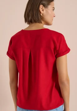 Blouse met korte mouwen en gespleten hals