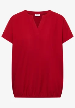 Blouse met korte mouwen en gespleten hals