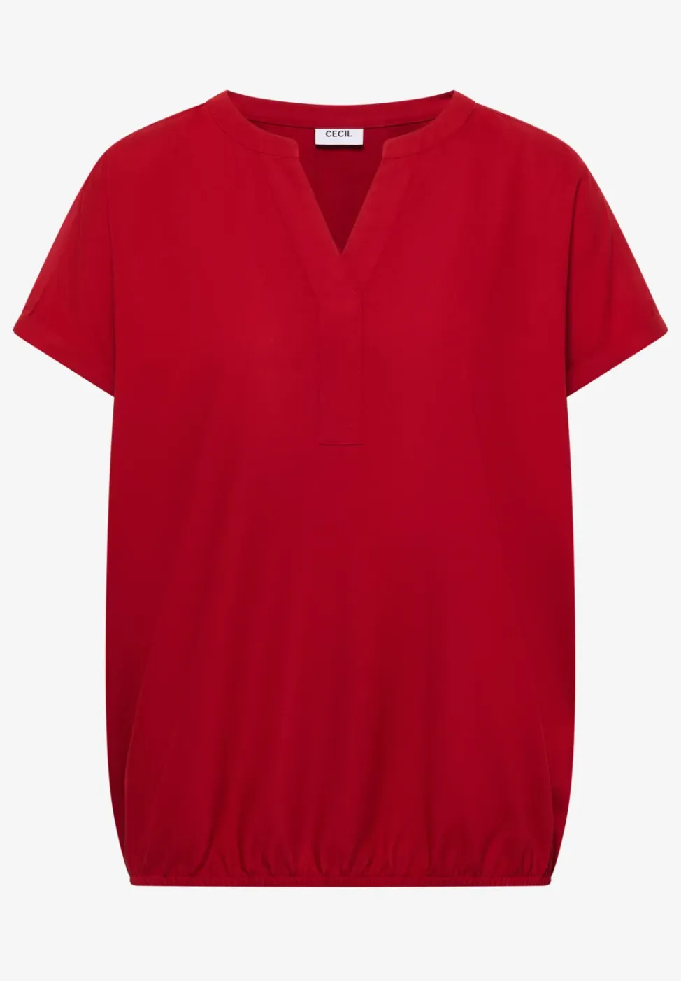 Blouse met korte mouwen en gespleten hals